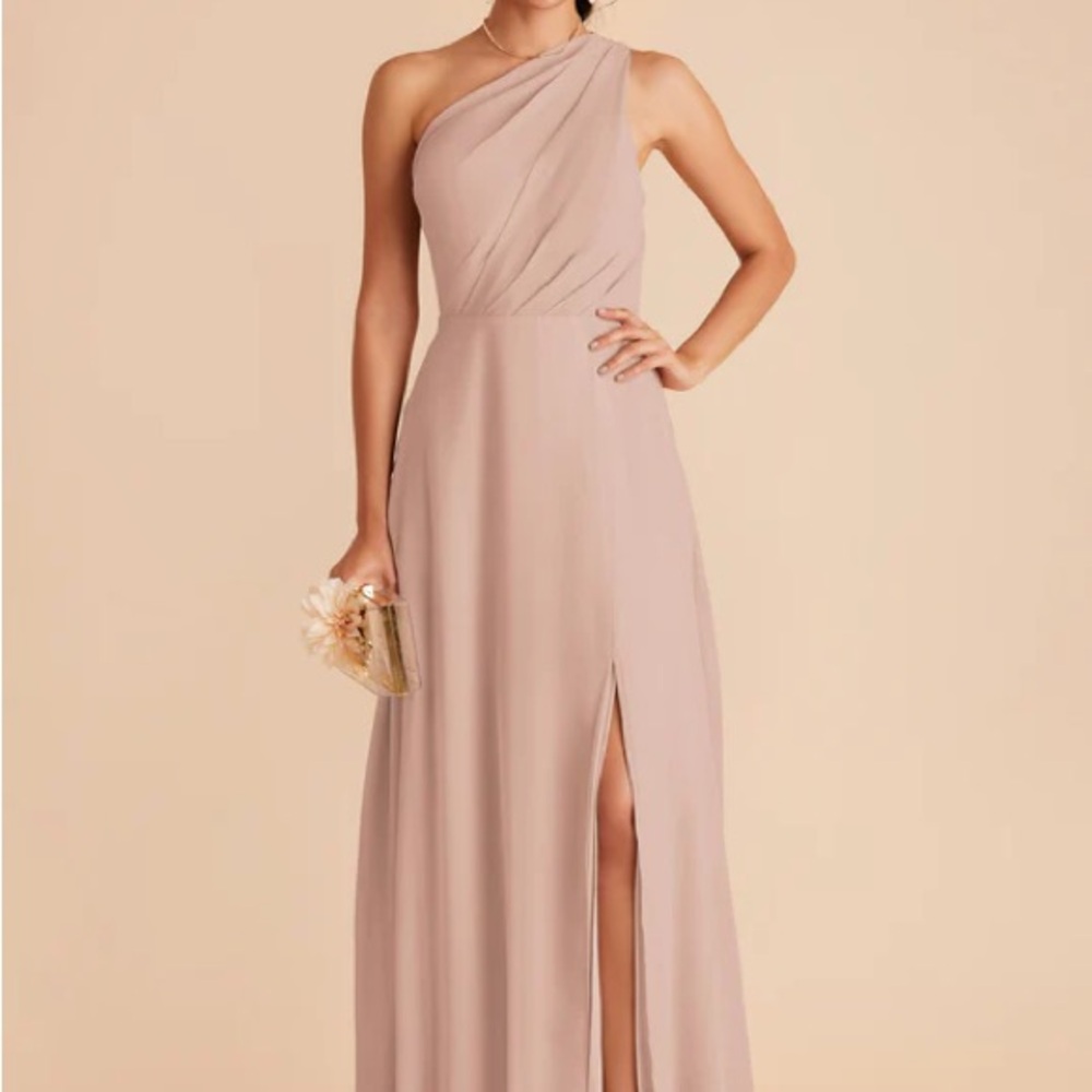Birdy Grey Kira Dress With Slit Chiffon Taupe XS (NO ALTERATIONS MADE)